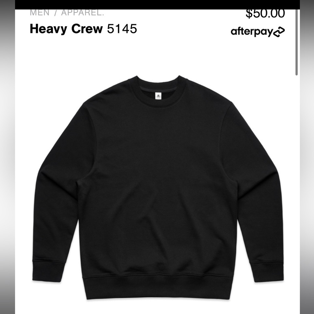As Colour heavy crewneck in black. New never worn. M, L, XL, XXL